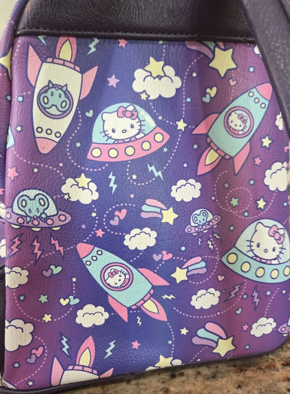 Loungefly Mini Backpack Sanrio Hello Kitty Stars Spaceships Zipper Adjustable
